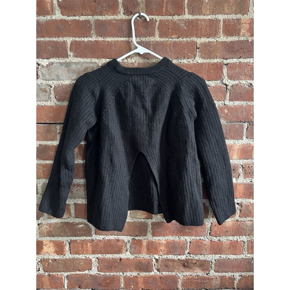 Rag & Bone Jean Carly Open Back Ribbed Crew Neck Sweater Black Merino Wool Sz S - Picture 3 of 7